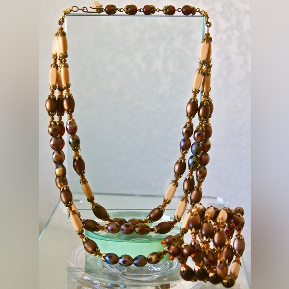 HOBE  2PC SET VINTAGE NECKLACE WRAP BRACELET GOLD 1960's - Picture 8 of 8